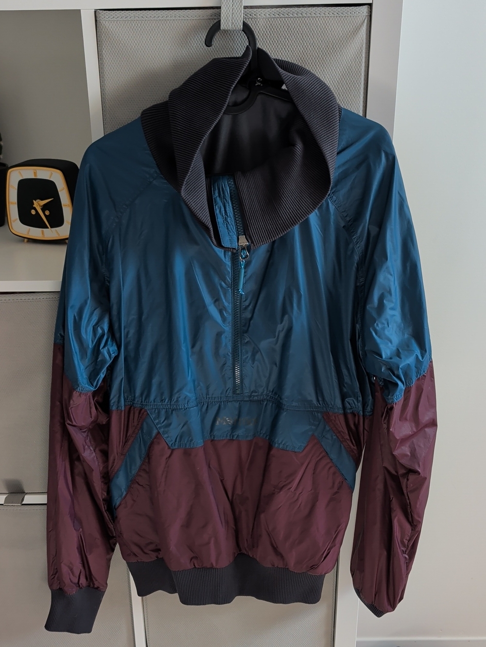 Marmot Teal and Burgundy Colorblock Windbreaker Pullover